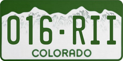 CO license plate 016RII