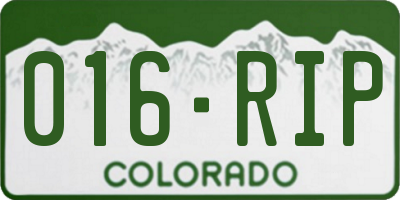 CO license plate 016RIP