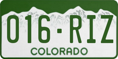 CO license plate 016RIZ