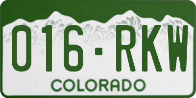 CO license plate 016RKW