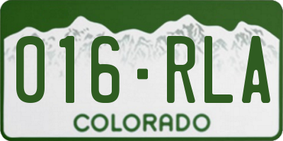 CO license plate 016RLA