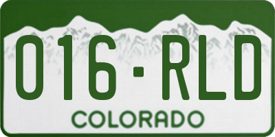 CO license plate 016RLD