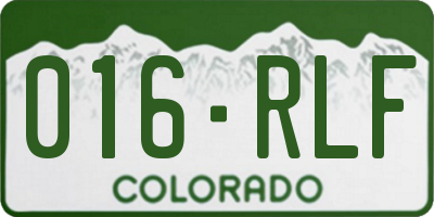 CO license plate 016RLF