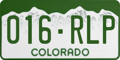 CO license plate 016RLP
