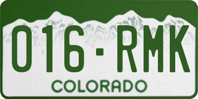 CO license plate 016RMK