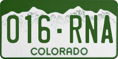 CO license plate 016RNA