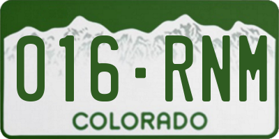 CO license plate 016RNM