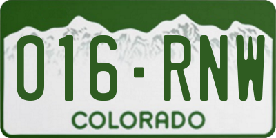 CO license plate 016RNW