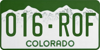 CO license plate 016ROF
