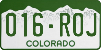 CO license plate 016ROJ