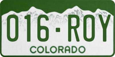 CO license plate 016ROY