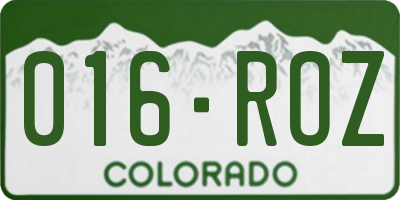 CO license plate 016ROZ