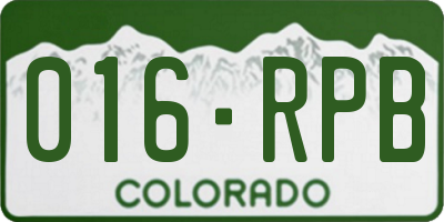 CO license plate 016RPB