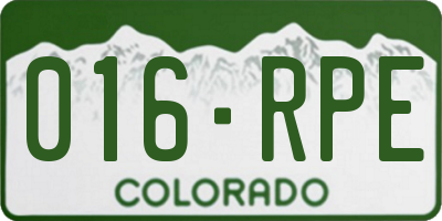 CO license plate 016RPE