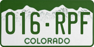 CO license plate 016RPF