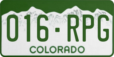 CO license plate 016RPG