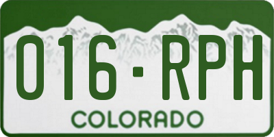 CO license plate 016RPH