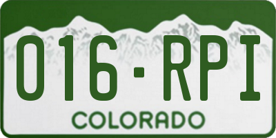 CO license plate 016RPI