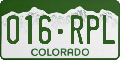 CO license plate 016RPL