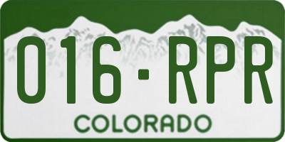 CO license plate 016RPR