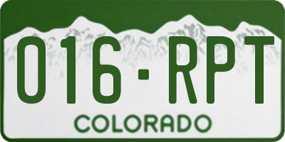 CO license plate 016RPT