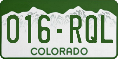 CO license plate 016RQL