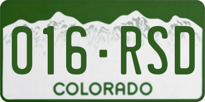 CO license plate 016RSD