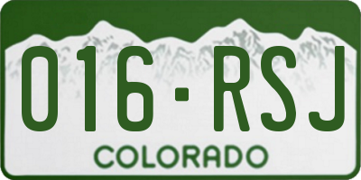 CO license plate 016RSJ