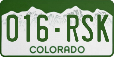 CO license plate 016RSK
