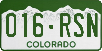 CO license plate 016RSN