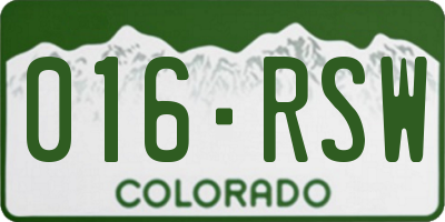 CO license plate 016RSW