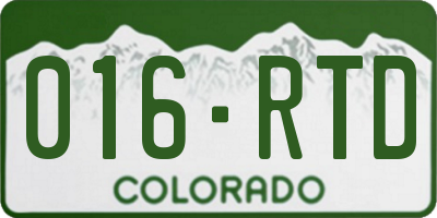 CO license plate 016RTD