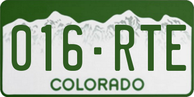 CO license plate 016RTE