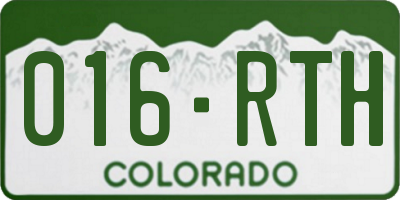 CO license plate 016RTH