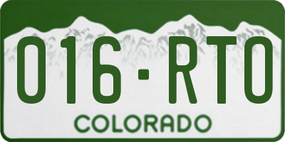 CO license plate 016RTO