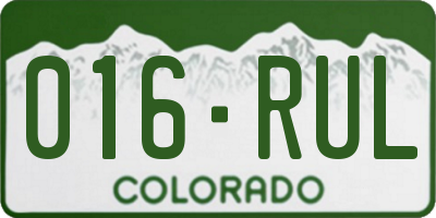 CO license plate 016RUL