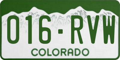 CO license plate 016RVW