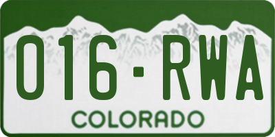 CO license plate 016RWA