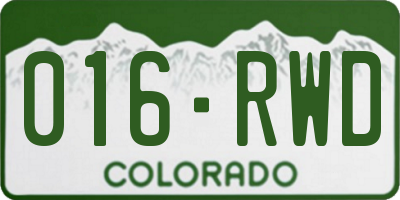 CO license plate 016RWD
