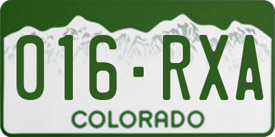 CO license plate 016RXA