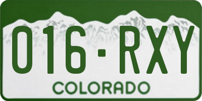 CO license plate 016RXY