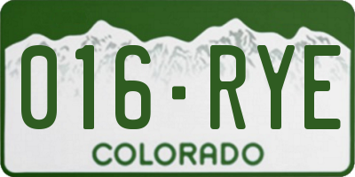 CO license plate 016RYE