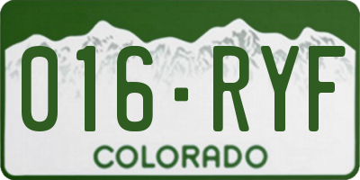 CO license plate 016RYF