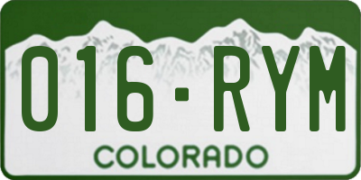 CO license plate 016RYM