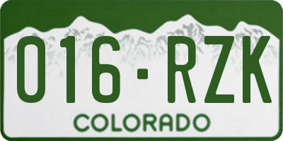 CO license plate 016RZK