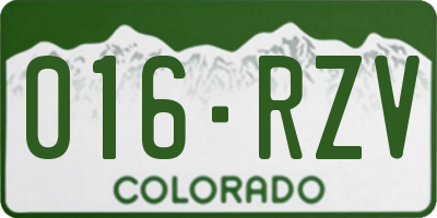 CO license plate 016RZV