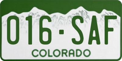 CO license plate 016SAF