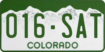 CO license plate 016SAT