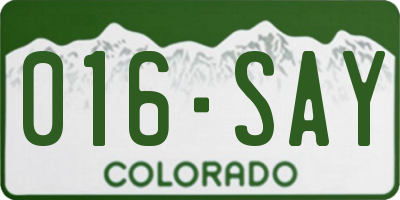 CO license plate 016SAY