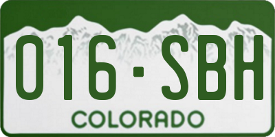 CO license plate 016SBH